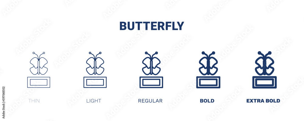 butterfly icon. Thin, light, regular, bold, black butterfly icon set from museum and exhibition collection. Editable butterfly symbol can be used web and mobile