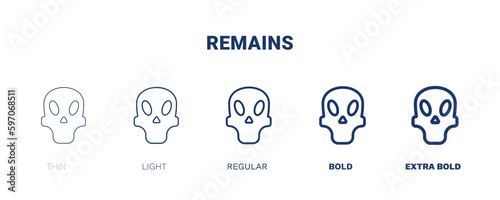 remains icon. Thin, light, regular, bold, black remains icon set from museum and exhibition collection. Editable remains symbol can be used web and mobile