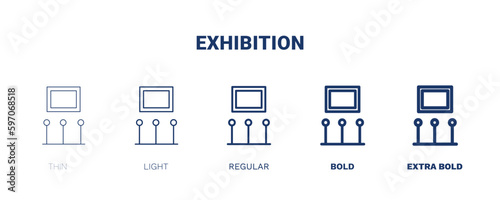 exhibition icon. Thin, light, regular, bold, black exhibition icon set from museum and exhibition collection. Editable exhibition symbol can be used web and mobile