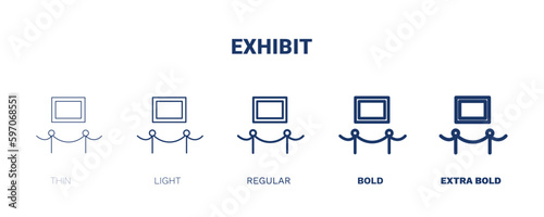 exhibit icon. Thin, light, regular, bold, black exhibit icon set from museum and exhibition collection. Editable exhibit symbol can be used web and mobile