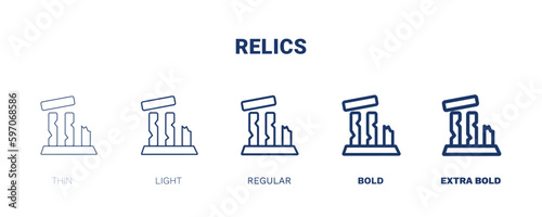 relics icon. Thin, light, regular, bold, black relics icon set from museum and exhibition collection. Editable relics symbol can be used web and mobile