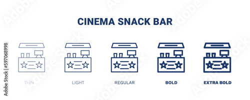 cinema snack bar icon. Thin, light, regular, bold, black cinema snack bar icon set from cinema and theater collection. Editable cinema snack bar symbol can be used web and mobile