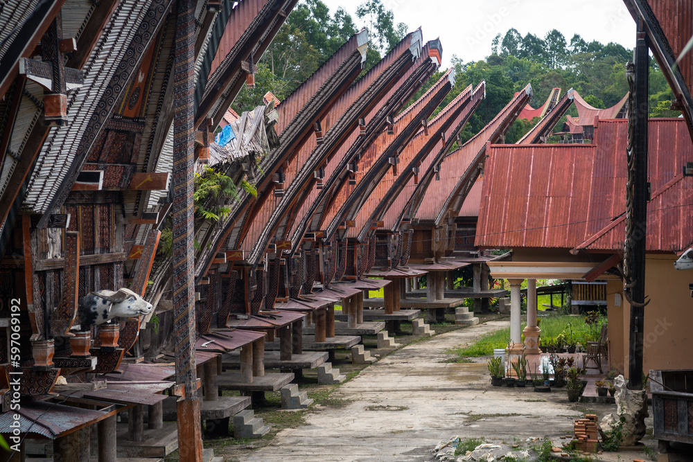 traditional tongkonan houses in rantepao, indonesia traditional tongkonan houses in rantepao, indonesia