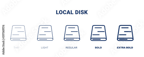 local disk icon. Thin, light, regular, bold, black local disk icon set from hardware and equipment collection. Editable local disk symbol can be used web and mobile