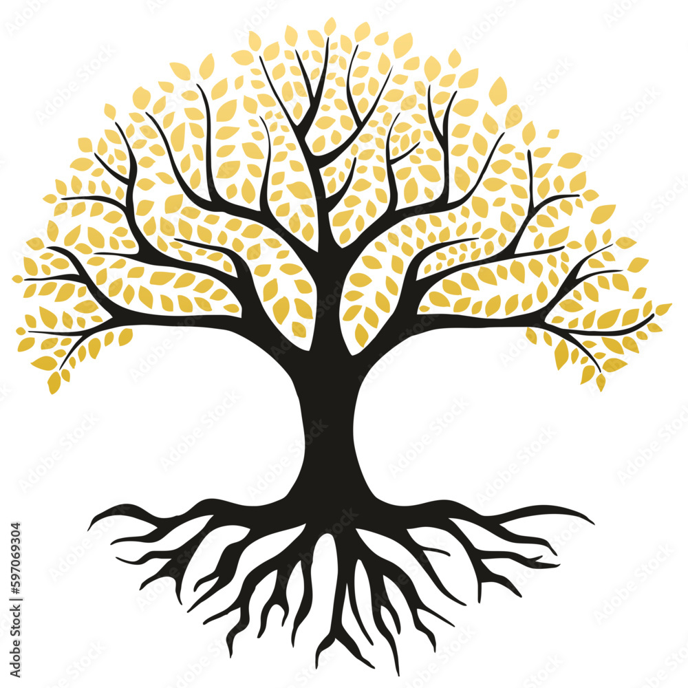 Tree of life spiritual symbol nature mystical vector gold leaves
