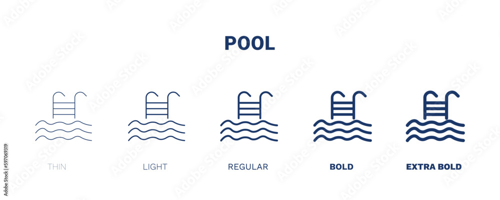 pool icon. Thin, light, regular, bold, black pool icon set from hotel and restaurant collection. Editable pool symbol can be used web and mobile