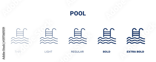 pool icon. Thin, light, regular, bold, black pool icon set from hotel and restaurant collection. Editable pool symbol can be used web and mobile