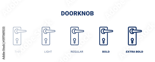 doorknob icon. Thin, light, regular, bold, black doorknob icon set from hotel and restaurant collection. Editable doorknob symbol can be used web and mobile