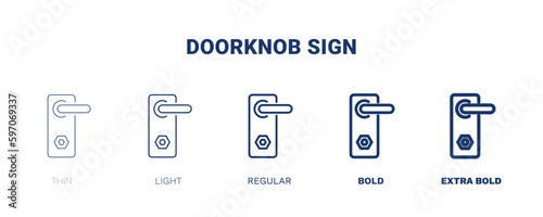 doorknob sign icon. Thin, light, regular, bold, black doorknob sign icon set from hotel and restaurant collection. Editable doorknob sign symbol can be used web and mobile