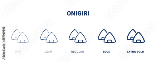 onigiri icon. Thin, light, regular, bold, black onigiri icon set from hotel and restaurant collection. Editable onigiri symbol can be used web and mobile