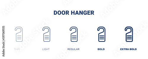 door hanger icon. Thin, light, regular, bold, black door hanger icon set from hotel and restaurant collection. Editable door hanger symbol can be used web and mobile