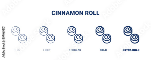 cinnamon roll icon. Thin, light, regular, bold, black cinnamon roll icon set from hotel and restaurant collection. Editable cinnamon roll symbol can be used web and mobile
