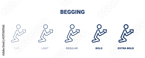 begging icon. Thin, light, regular, bold, black begging icon set from humans and behavior collection. Editable begging symbol can be used web and mobile