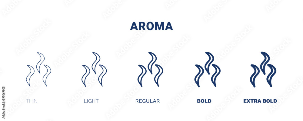 aroma icon. Thin, light, regular, bold, black aroma icon set from beauty and elegance collection. Editable aroma symbol can be used web and mobile