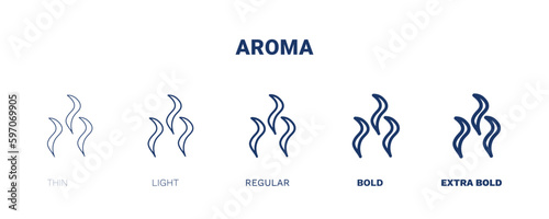 aroma icon. Thin, light, regular, bold, black aroma icon set from beauty and elegance collection. Editable aroma symbol can be used web and mobile