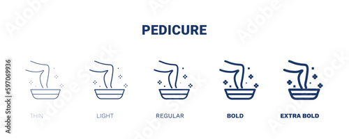 pedicure icon. Thin, light, regular, bold, black pedicure icon set from beauty and elegance collection. Editable pedicure symbol can be used web and mobile