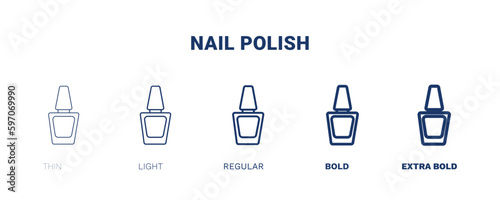 nail polish icon. Thin, light, regular, bold, black nail polish icon set from beauty and elegance collection. Editable nail polish symbol can be used web and mobile