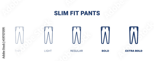 slim fit pants icon. Thin  light  regular  bold  black slim fit pants icon set from clothes and outfit collection. Editable slim fit pants symbol can be used web and mobile