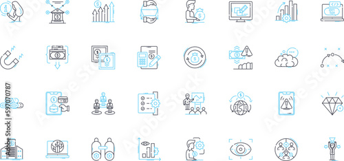 Digital industry linear icons set. Digitalization, Innovation, Transformation, Disruption, Connectivity, E-commerce, Cybersecurity line vector and concept signs. Mobile,Analytics,Cloud Generative AI photo