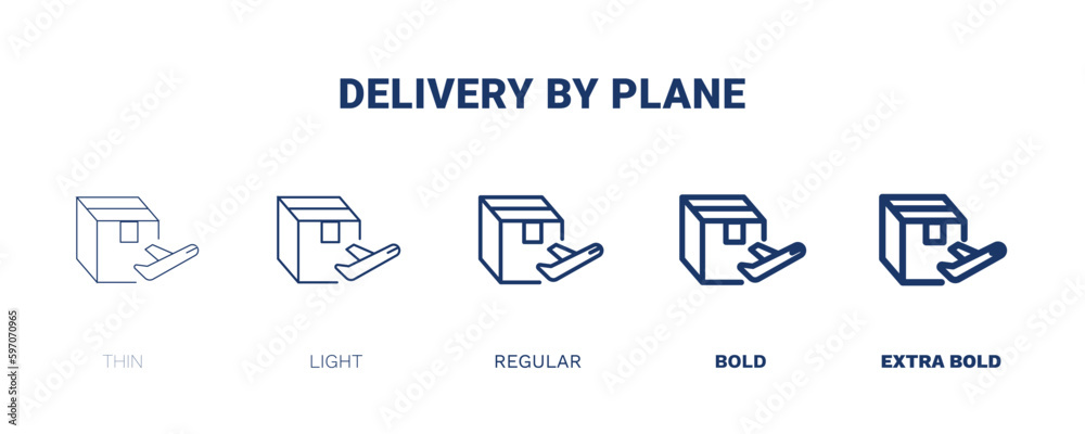 delivery by plane icon. Thin, light, regular, bold, black delivery by plane icon set from delivery and logistics collection. Editable delivery by plane symbol can be used web and mobile delivery by plane icon. Thin, light, regular, bold, black delivery by plane icon set from delivery and logistics collection. Editable delivery by plane symbol can be used web and mobile