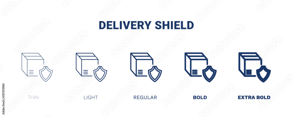 delivery shield icon. Thin, light, regular, bold, black delivery shield icon set from delivery and logistics collection. Editable delivery shield symbol can be used web and mobile