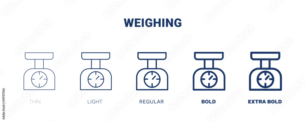 weighing icon. Thin, light, regular, bold, black weighing icon set from electronic device and stuff collection. Editable weighing symbol can be used web and mobile