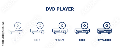 dvd player icon. Thin, light, regular, bold, black dvd player icon set from electronic device and stuff collection. Editable dvd player symbol can be used web and mobile