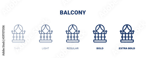 balcony icon. Thin, light, regular, bold, black balcony icon set from real estate industry collection. Editable balcony symbol can be used web and mobile