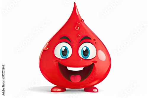 Cartoon illustration of red blob isolated on white background. Blood donation concept. Generative AI