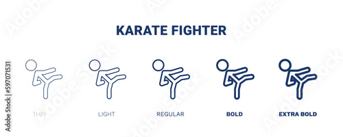 karate fighter icon. Thin, light, regular, bold, black karate fighter icon set from sport and games collection. Editable karate fighter symbol can be used web and mobile