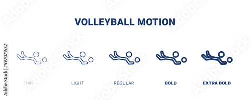 volleyball motion icon. Thin, light, regular, bold, black volleyball motion icon set from sport and games collection. Editable volleyball motion symbol can be used web and mobile