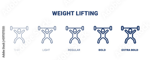 weight lifting icon. Thin, light, regular, bold, black weight lifting icon set from sport and games collection. Editable weight lifting symbol can be used web and mobile