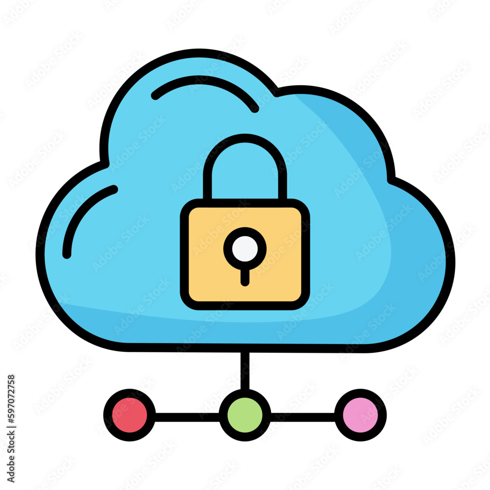 Cloud Hosting Line Color Icon