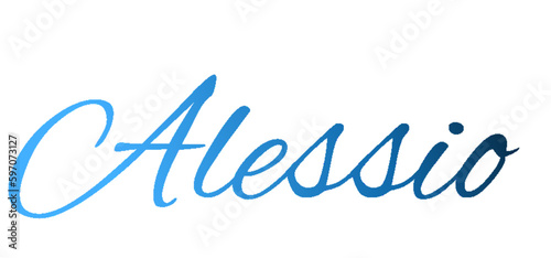 Alessio - light blue and blue color - male name - ideal for websites, emails, presentations, greetings, banners, cards, books, t-shirt, sweatshirt, prints	
