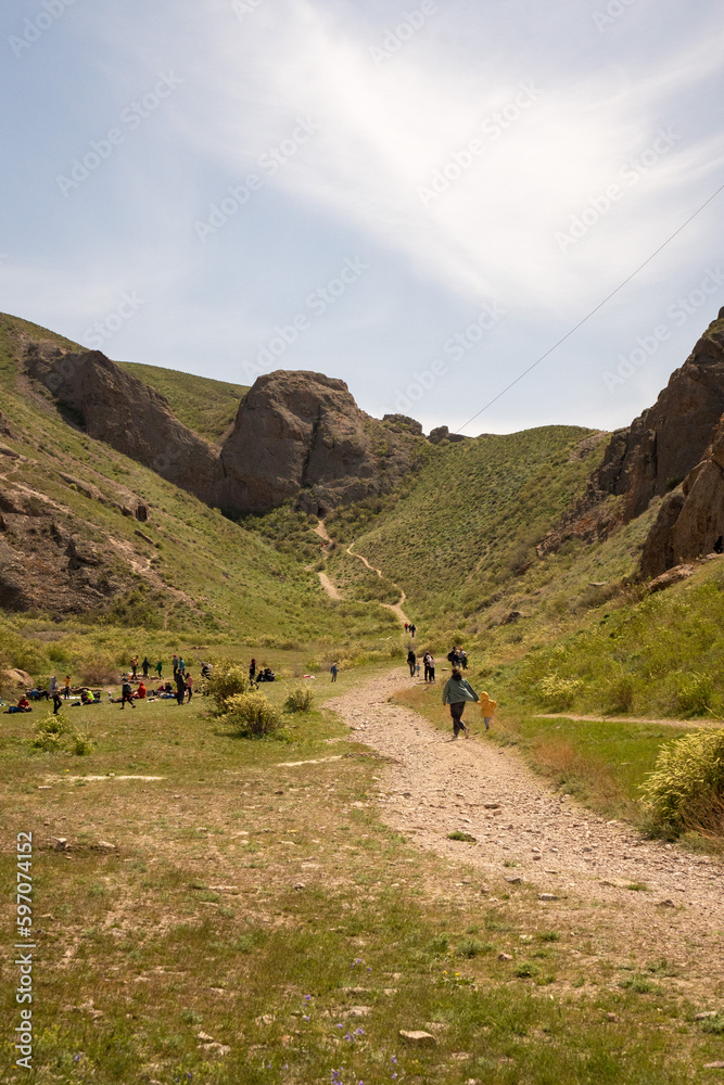 hiking in the mountains, Ili River Kazakhstan, Central Asia
