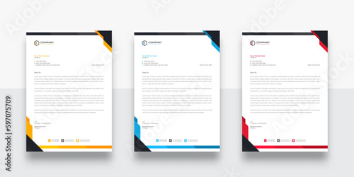 Creative and Unique abstract style business letterhead template. Creative letterhead template vector. color variation creative letterhead template design. modern letterhead design template