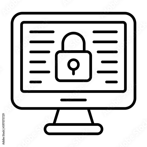 Computer Encryption Thin Line Icon