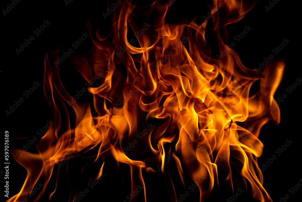 Fire flame. Burn lights on a black background. Fire flame. Burn lights on a black background.