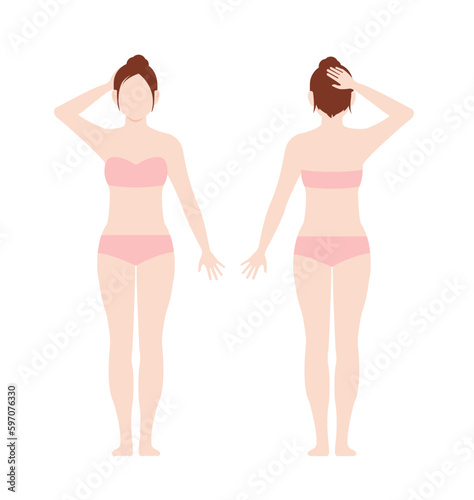Young woman's full body vector illustration ( faceless )