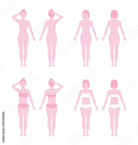 Woman's full body silhouette vector illustration set