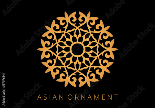 Vintage ornate linear ornaments in Kazakh traditional style. Asian floral designs. Abstract Asian elements of the national pattern of the ancient nomads of the Kyrgyz, Mongols, Kazakhs, Tatars.