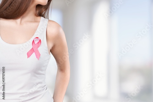 Cancer awareness concept, woman with pink ribbon Free Download Cancer awareness concept, woman with pink ribbon - GFXLoad