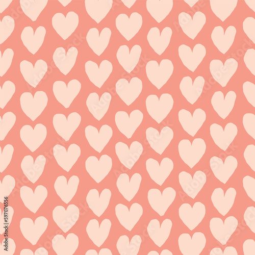 Beautiful monochrome pattern with hearts. Seamless vector texture with hand drawn hearts. Love and romance background 