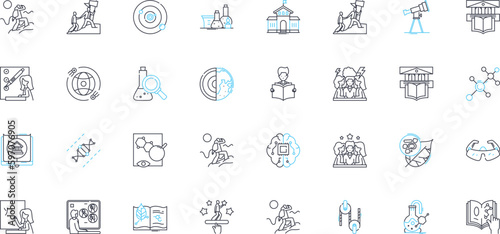 Institute linear icons set. Education, Research, Innovation, Experts, Scholarly, Training, Curriculum line vector and concept signs. Resources,Development,Professionalism outline Generative AI