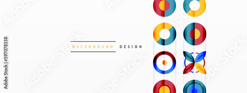 Colorful circles in a grid composition abstract background. Design for wallpaper, banner, background, landing page, wall art, invitation, prints, posters