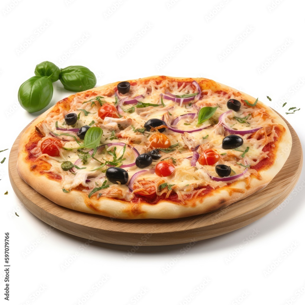 Pizza Isolated on White .Generative AI