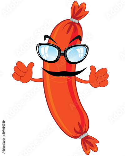 Product sausage cartoon on white background is insulated