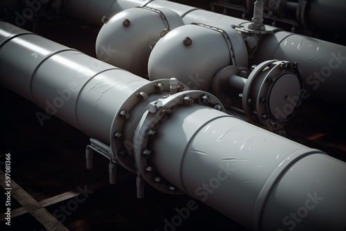 3D illustration of white oil pipeline. Generative AI