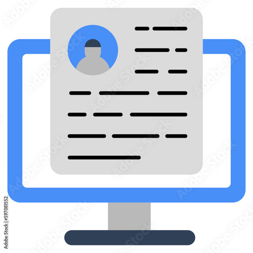 Editable design icon of online cv 