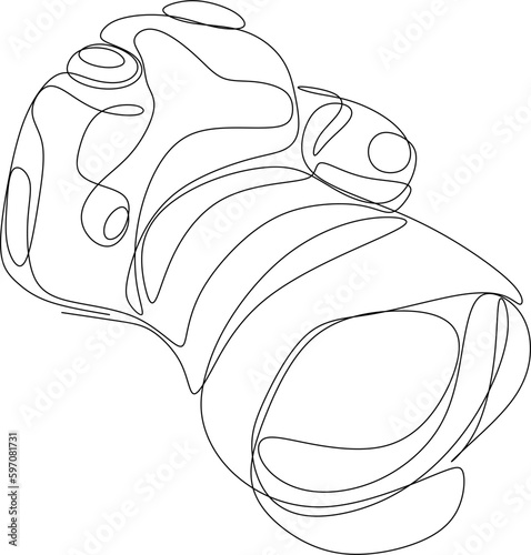  one line art. one continuous line art. Sketch of a camera